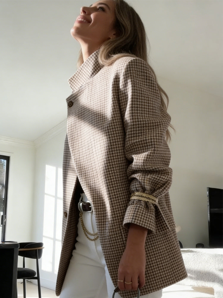 🔥 Fall Clearance – Vintage Plaid Structured Blazer | Limited Stock