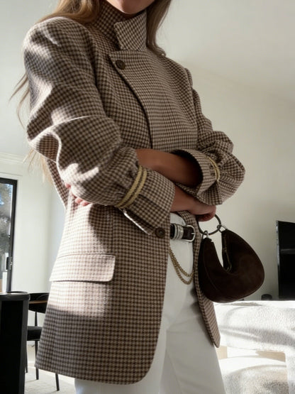 🔥 Fall Clearance – Vintage Plaid Structured Blazer | Limited Stock