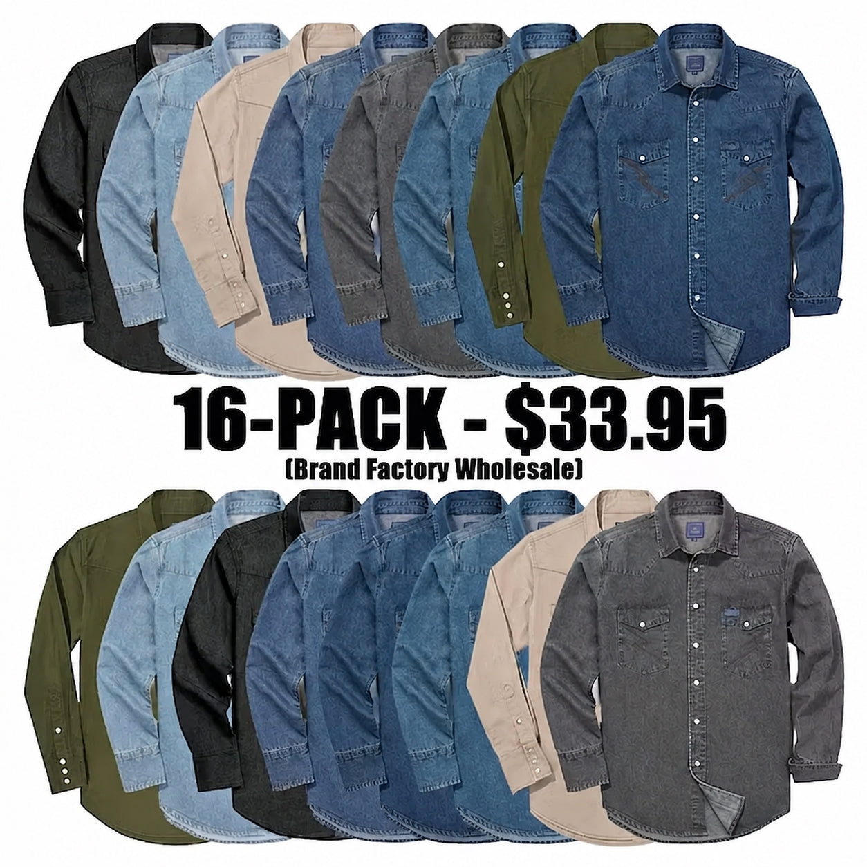 ✨Hot Sale✨Men's Long Sleeve Stone-Washed and Pre-Washed Denim Work Shirt