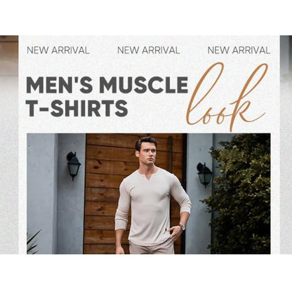 Men's Plain Casual Muscle Shirts for Men Slim Fitted