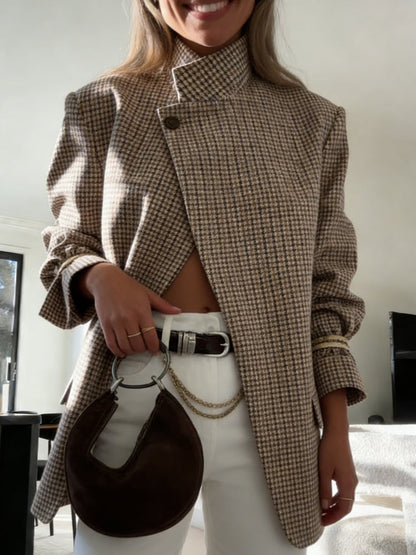 🔥 Fall Clearance – Vintage Plaid Structured Blazer | Limited Stock