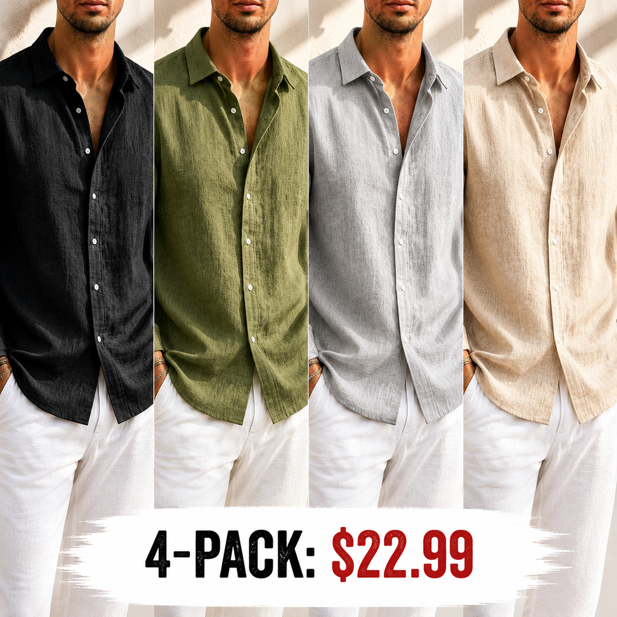 Special Offer: Men's Breeze Pure Linen Long Sleeve Shirt
