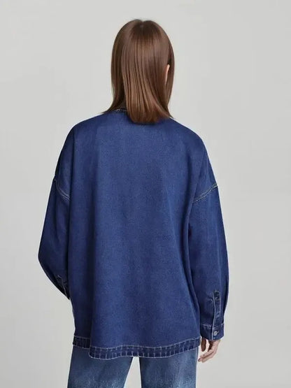 Women's Solid Color Button Denim Jacket
