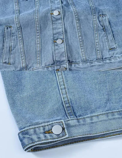 Women's Solid Color Button Denim Jacket