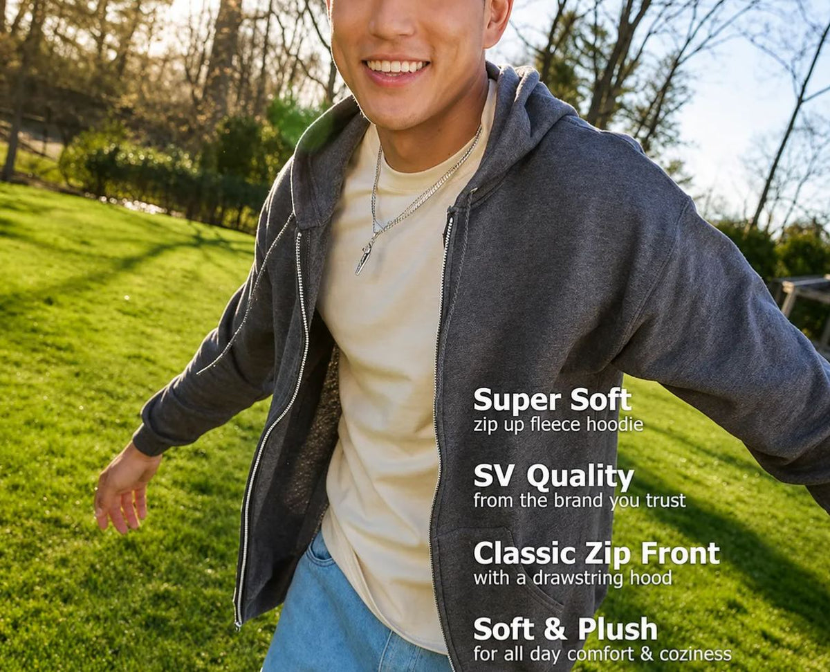 🔥 Men’s Fleece Zip-Up Hoodie — Clearance Sale